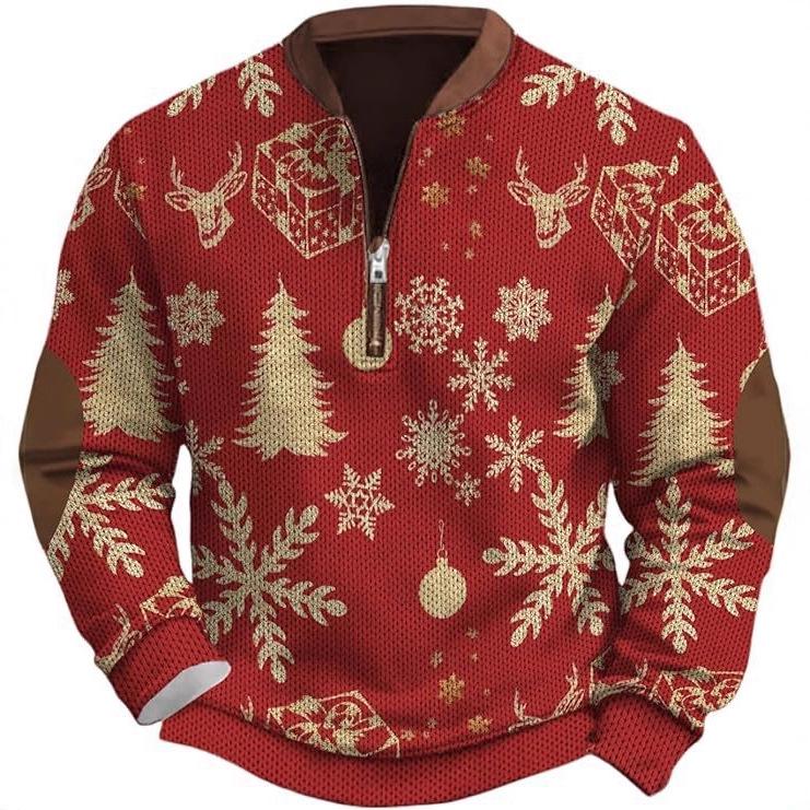 Men's Christmas Snowflake Tree Print Hoodie - Autumn 2025 Edition