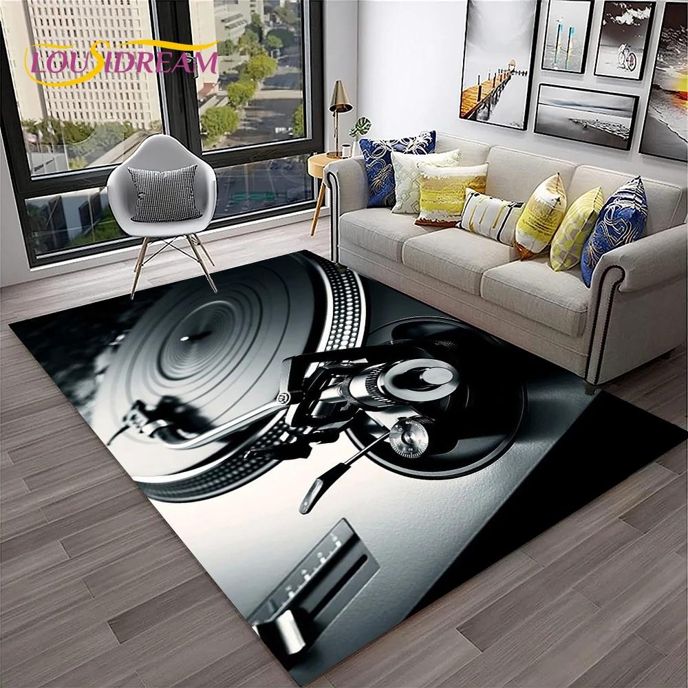 Music Art 3D Vinyl Record Retro Carpet Rug for Home Living Room Bedroom Sofa Doormat Decor,Kid Play Area Rug Non-slip Floor Mat