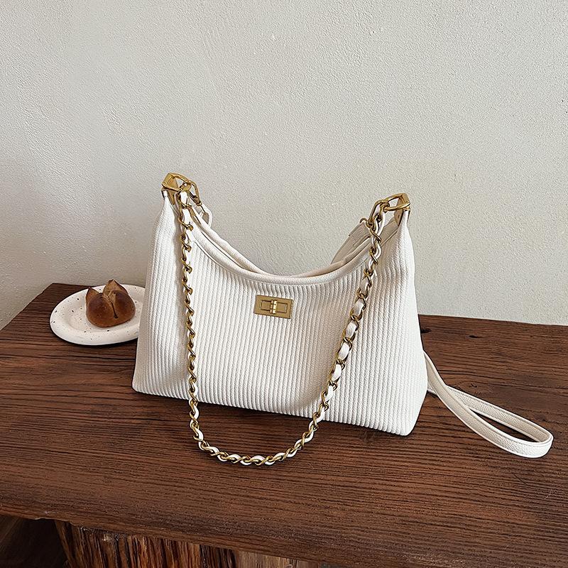 Bag Women's 2025 New Fashion Niche Design Folded Shoulder Crossbody Bag Premium Chain Underarm Bucket Bag