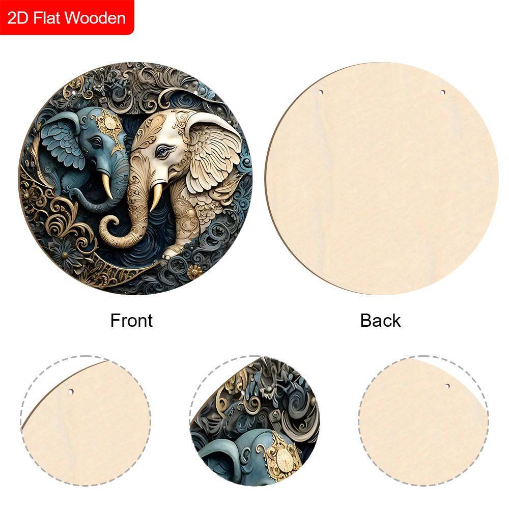 2D Plane Hanging Decorative Signs, Interior Wall or Door Decoration, Garden Decoration, Two Elephant Pattern, Interesting Gifts for Family and Friends