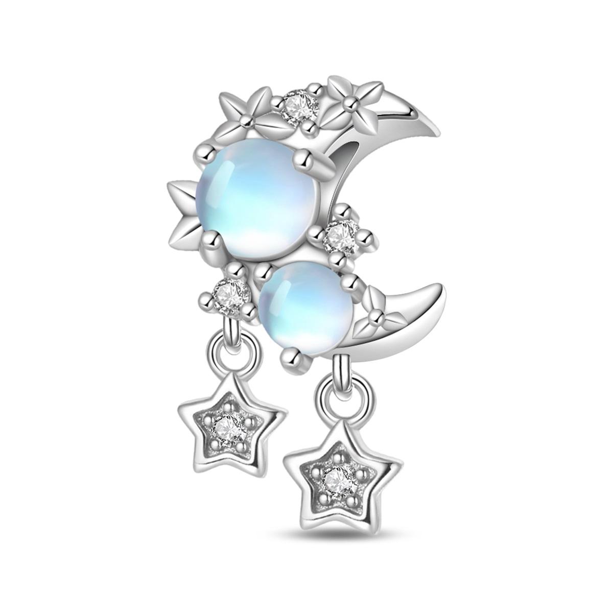 

Authentic Original Copper Metal Charm Bead Components Luxury Blue Moonlight Moon Stars Bead Components Compatible With Bracelet High Quality Fine