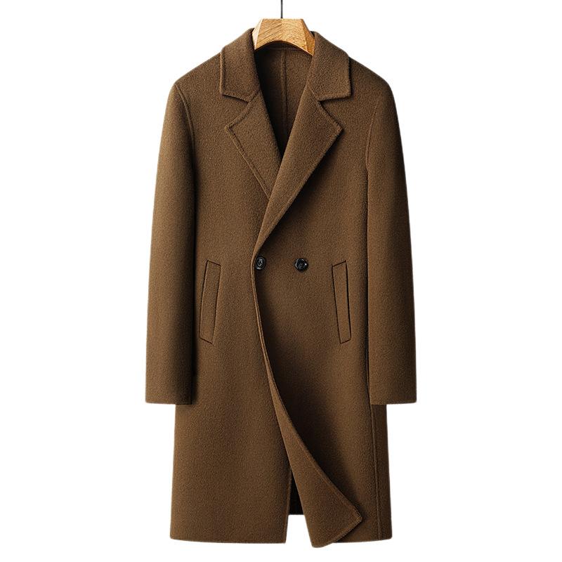 Herbst und Winter Neuer Herren-Wollmantel doppelseitig Mittel und Lang Anzugkragen Kaschmirmantel Herren Woll-Trenchcoat