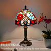 Lampada da tavolo a LED in stile Tiffany Luci decorative mediterranee retrò Paralume in vetro colorato E27Per comodino, camera da letto, luce, caffè