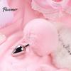 Beginner Friendly Anal Trainer Mini Bunny Tail Butt Plugs, Small Plugs for Beginners, Silicone Compact Stimulating Device Sex Toy with Faux Fur Tail,