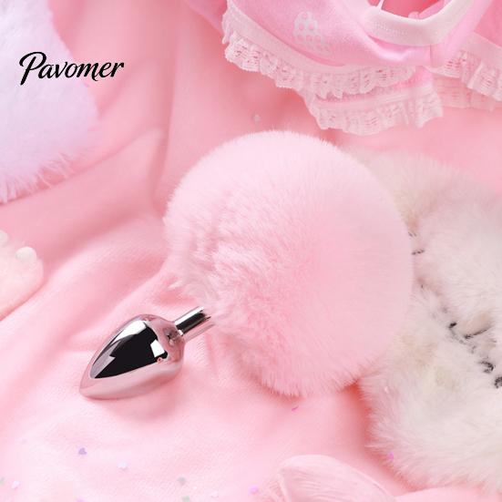 Beginner Friendly Anal Trainer Mini Bunny Tail Butt Plugs, Small Plugs for Beginners, Silicone Compact Stimulating Device Sex Toy with Faux Fur Tail,