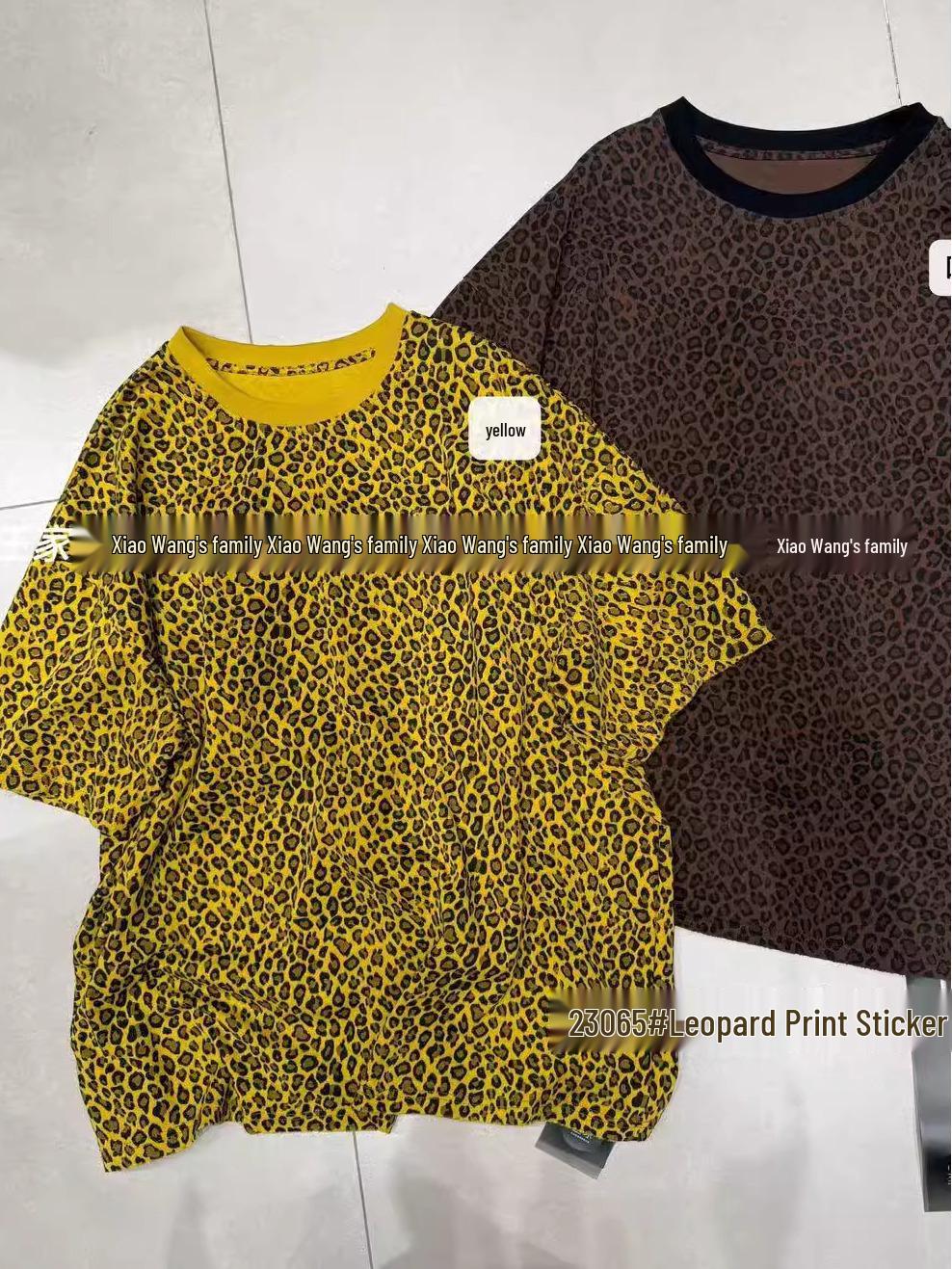 

Xiao Wang s Spring 2023 Korean Style Loose Plus Size Leopard Print T-Shirt Coffee Color