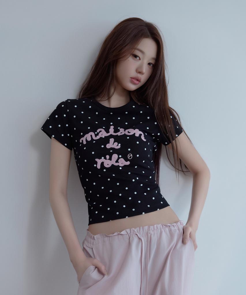 ROLAROLA Maison De Rola Stickerei Punkt T-Shirt Schwarz
