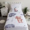 Pościel 100X135 Miś Baloniki Gwiazki 7547 Biała Szara Księżyc Chmurki Teddy Bear Dziecięca Do Łóżeczka Poszewka 40X60