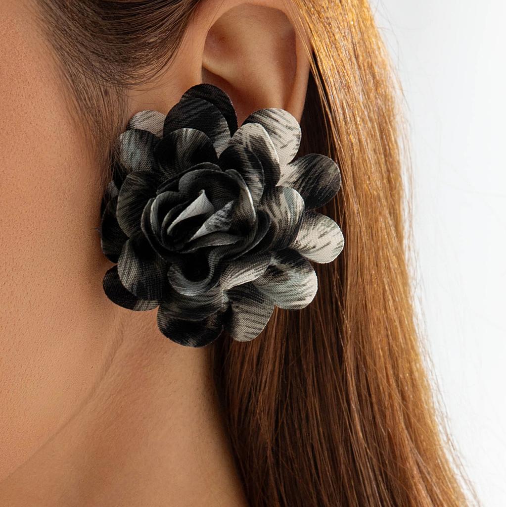 Accessories, autumn and winter fabric leopard print flower earrings, vintage earrings, earrings.