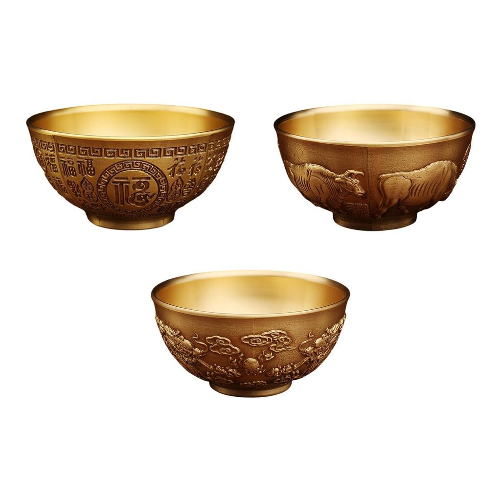 Brass Feng Shui Bowl Decorative Offering Bowl for Bedroom Gathering Cabinet