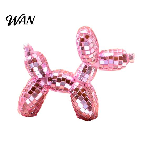 Stylish Dog Decoration Disco Ornament, Maximalist Balloon Statue for Mom & Dad, Aesthetic Reflective Mosaic Ball Decor, Preppy Apartment Home розовый