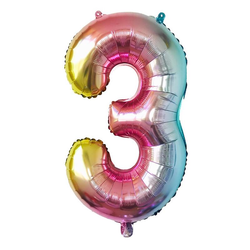 32-inch Gradient Gold/Silver/Rose Gold Number Foil Balloon (US Version)