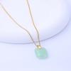 Retro Chinese Imitation Hetian Jade Copper Coin Pendant - Simple Versatile High-End Titanium Steel Necklace Jewelry Decoration F