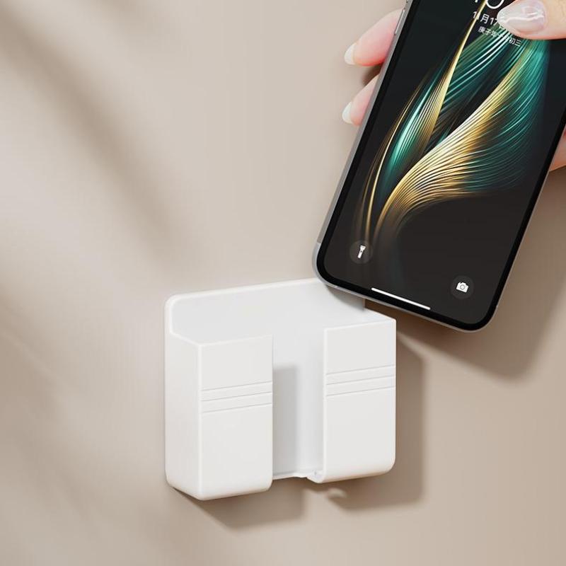 2/5Pcs Wall Mounted Storage Phone Charging Remote Control Holder With Holes For Kitchen Bedroom Bathroom