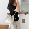 PU Leather Small Square Crossbody Bags for Women 2026 New Fashi Pleated Versatile Bucket Shoulder Bag Korean Luxury Handbags
