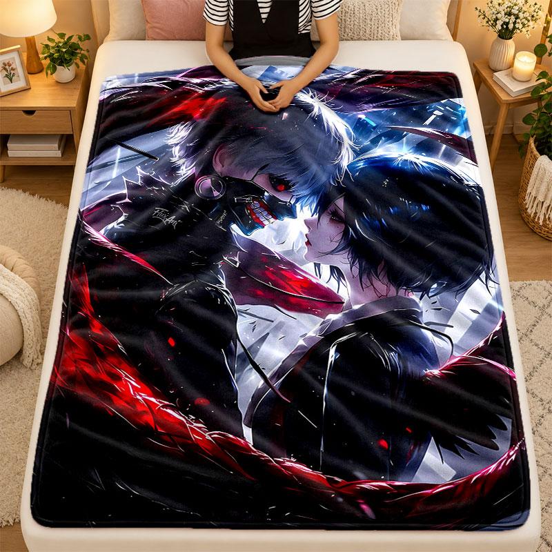 Flannel BlanketTokyo Ghoul Warm Soft Throw Blanket for Indoor Sofa Bed Living Room Use