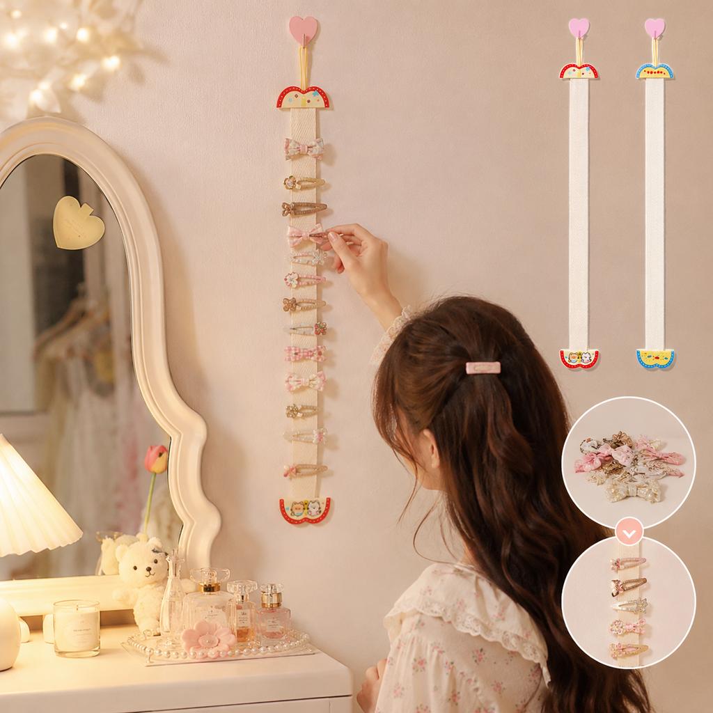 Cute House Shaped Hair Clip Storage Strap, Creative Wall Hanging Organizer, Sweet Girls Room Decor Ornament