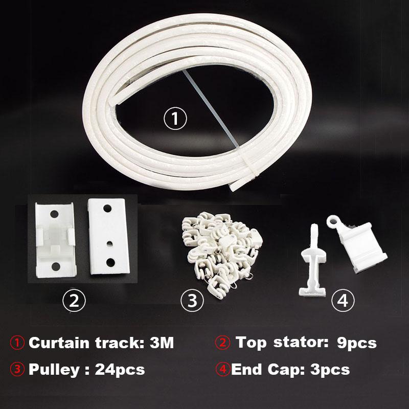 

1M 2M 3M Карниз для штор Прямой Гибкий Потолочный Монтаж Стены Окна Балкон Пластик Сгибаемый Аксессуары Для Дома 3M set top clamping