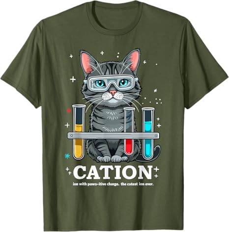 Cat Chemistry Humor Science Teacher Gift for Cat Mom Dad TShirt Funny Chemist Lover Graphic Outfit Saying Tee Short Sleeve Tops