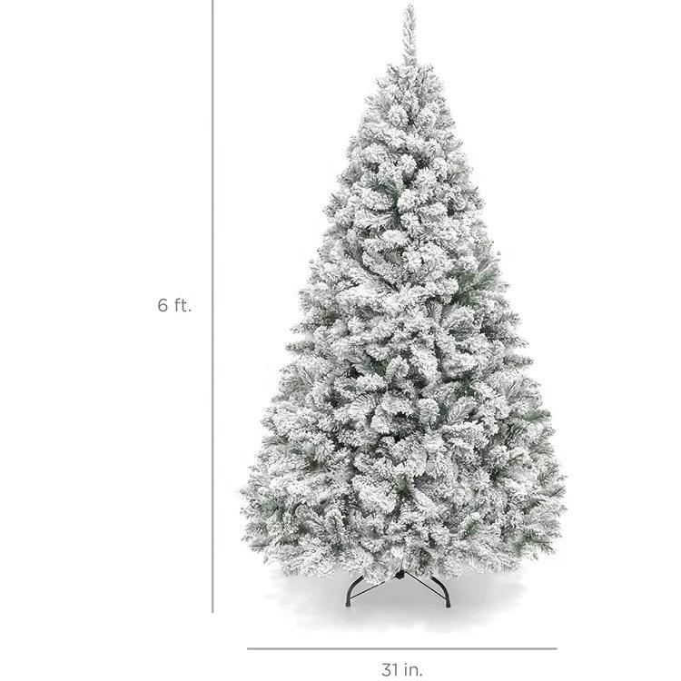 Flocked Artificial Christmas Tree Full Unlit White Christmas Tree with Premium Branches Realistic Snowy Look Fake Snow Xmas Tree