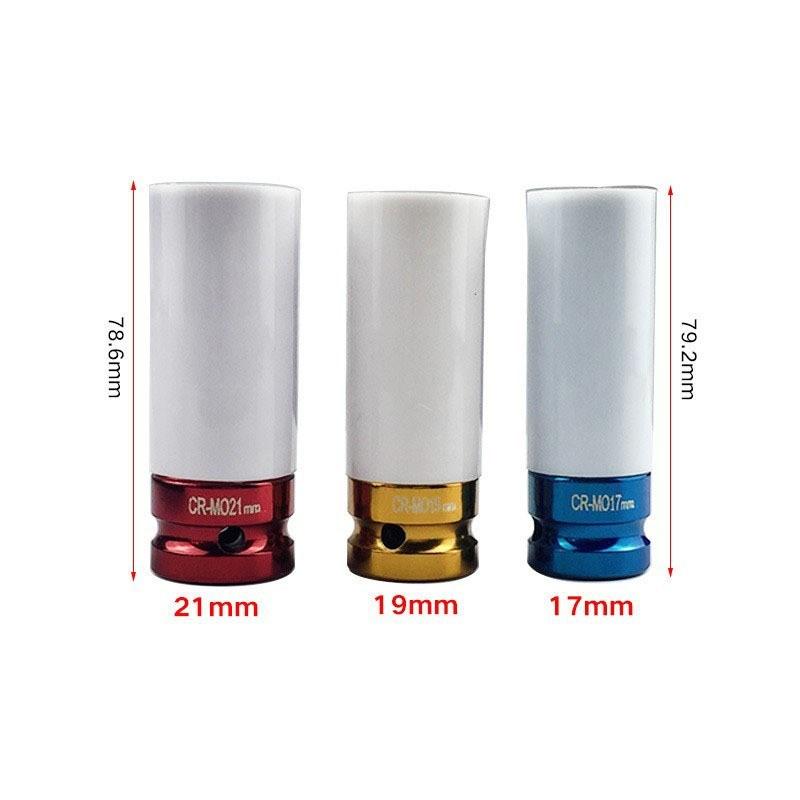 Auto Car 1/2'' 3Pcs 17mm 19mm 21mm Alloy Thin Wall Wheel Nut Deep Impact Socket Drive Set Gift Box For Friend Repair Tool Set