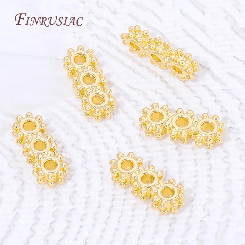 18K Gold Plated 2/3 Holes Spacer Bars Separators,Pearl Bar Bead Spacers For Bracelets,DIY Jewelry Making Supplies Findings