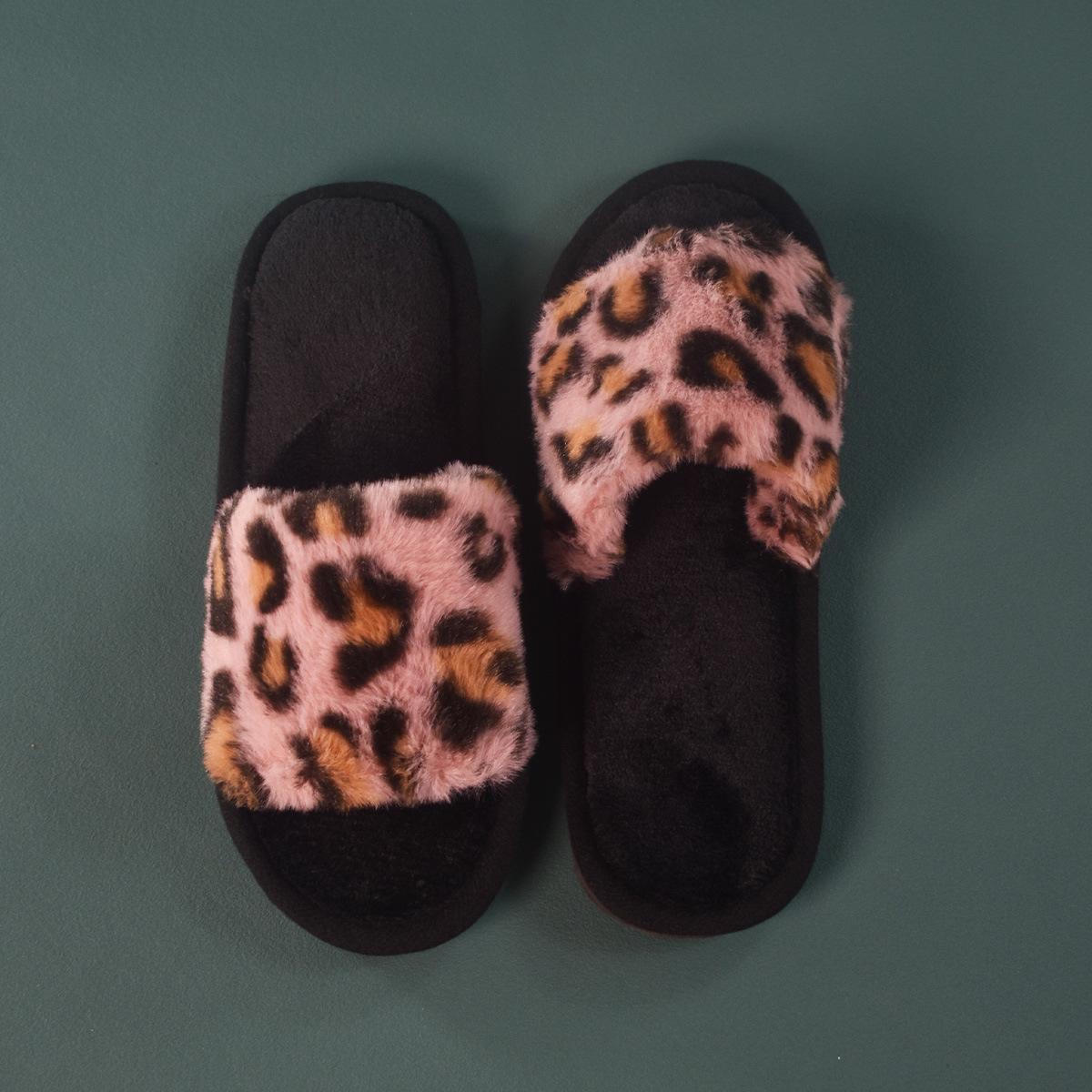 Женские меховые тапочки с леопардовым принтом в стиле феи - осень 2023 г Новые меховые хлопковые домашние и уличные тапочки 42-43 830₽