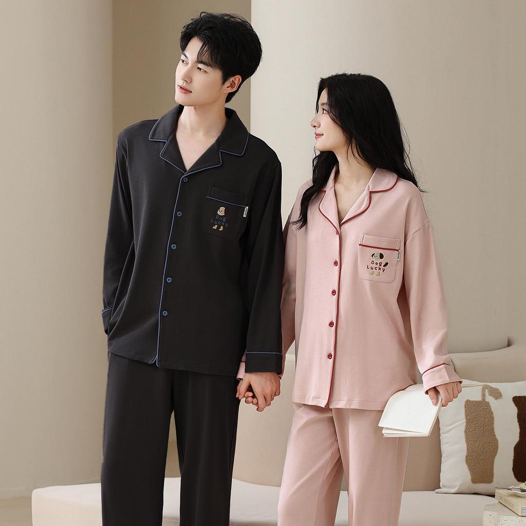 Tencel Cotton Couple Pajamas: Long Sleeve Lyocell Set for Men & Women - Spring/Autumn Casual Home Wear