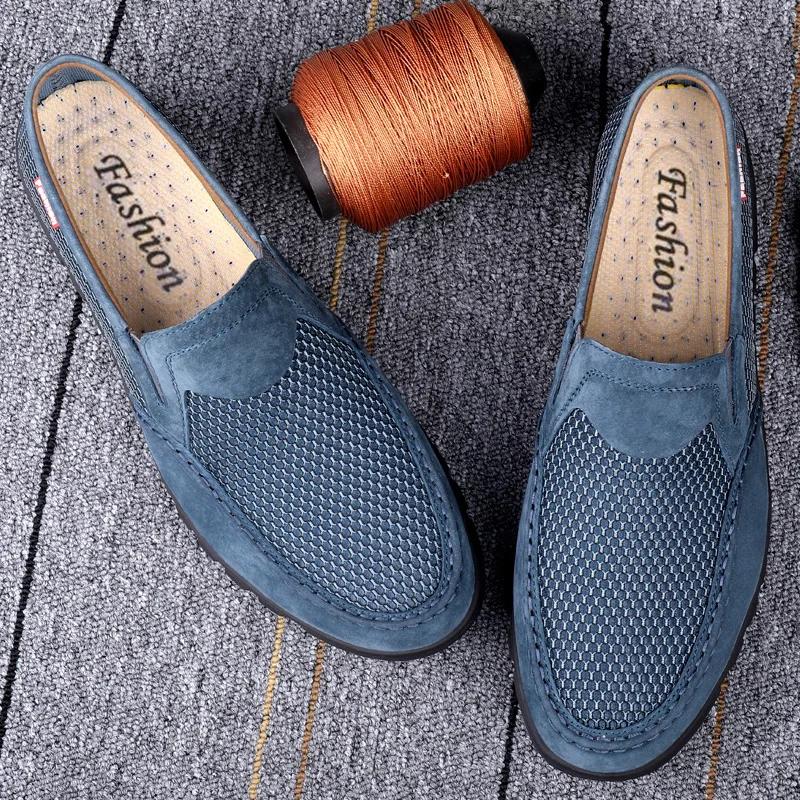 

Летние лоферы на мягкой подошве и с мягким верхом, сетчатые повседневные туфли, легкие мужские слипоны, уличная дышащая обувь для ходьбы 47