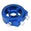 Blue Aluminum Universal Oil Filter Temperature Cooler Gauge Sandwich Plate Adapter