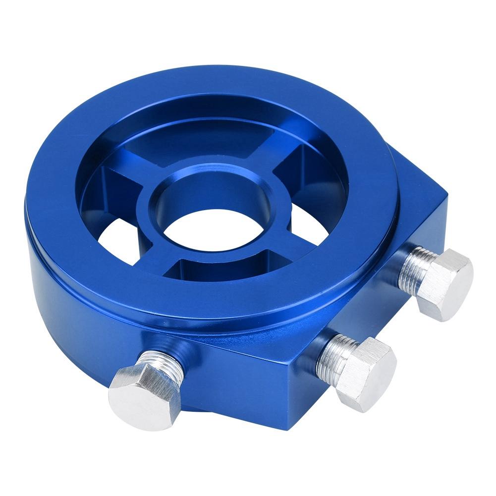 Blue Aluminum Universal Oil Filter Temperature Cooler Gauge Sandwich Plate Adapter