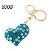 Zinc Alloy Key Ring Sparkling Rhinestone Love Heart Keychain , Car Purse Decoration Ring, Handbags Backpacks Charm Accessory, Gift for Women