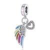 Multi Color Charms Fit Fashion Original Bracelets 925 Silver Colorful Zircon Rainbow Bead Love Heart Clip Charm DIY Jewelry
