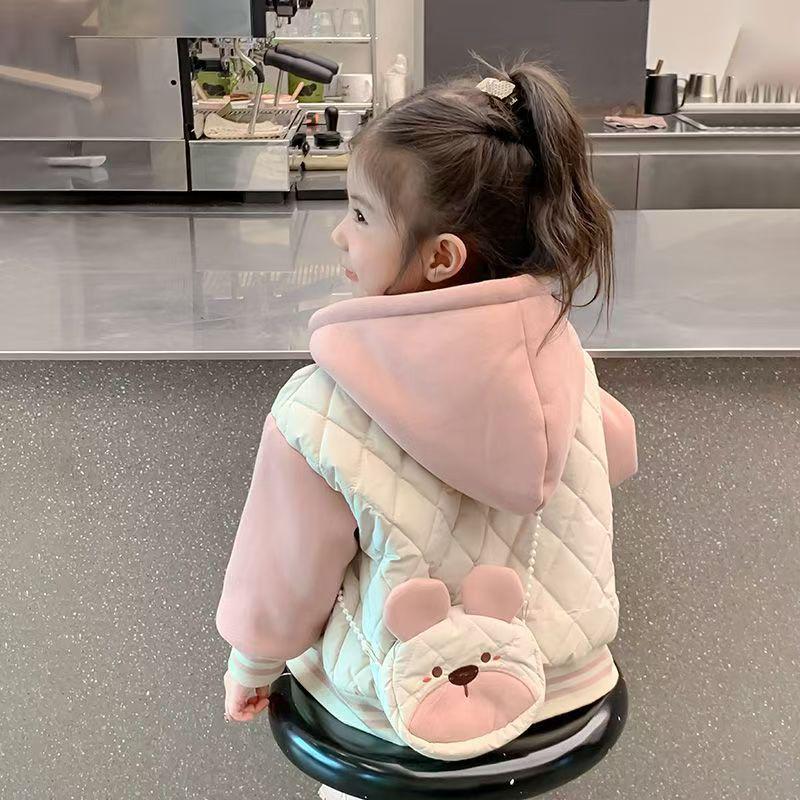 2025 Stylish Girls' Fleece-lined Coats: Autumn/Winter Cotton-Padded Jackets for Kids