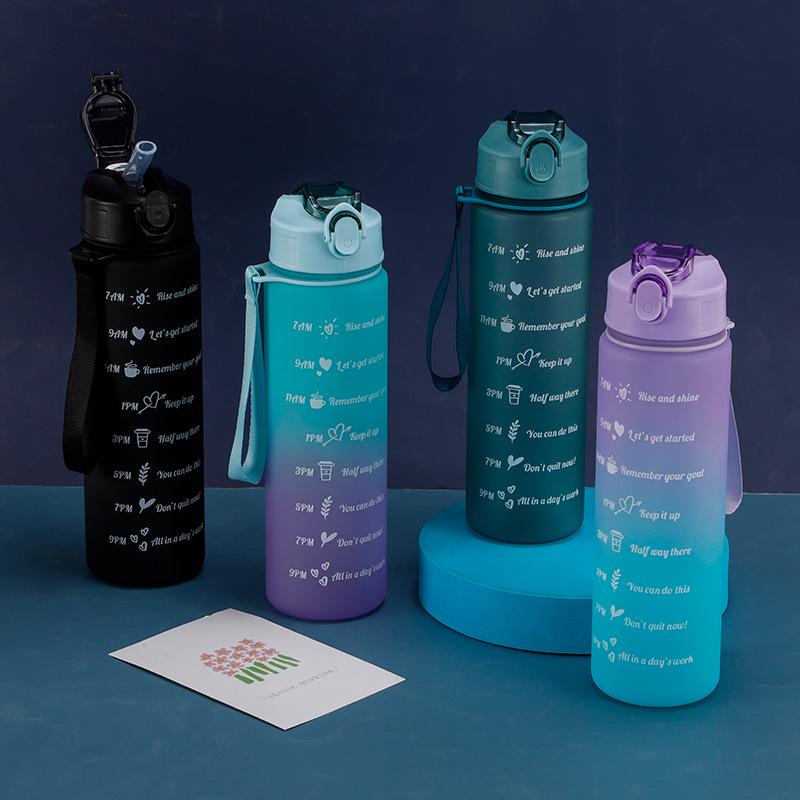 800ml Gradient Sports Water Bottle - Large Capacity with Scale, Outdoor Plastic Cup