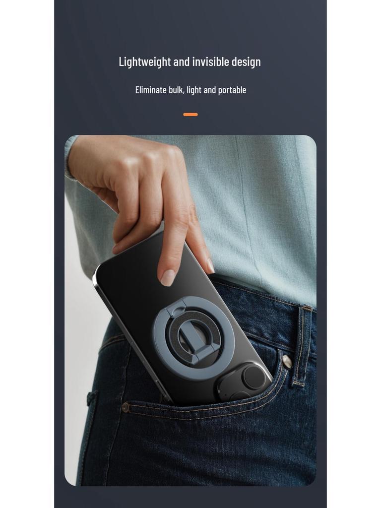 Duální magnetický držák na telefon: Stolní a do auta, Skládací kovový design pro živé vysílání, Samospoušť a 360° rotace.