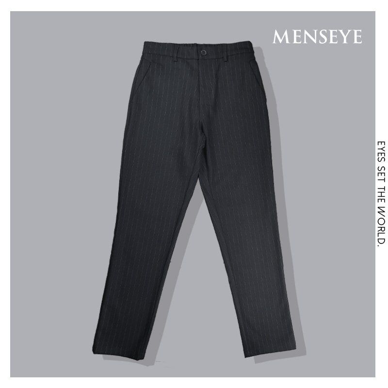 Menseye Thickened Casual Black Striped Wool