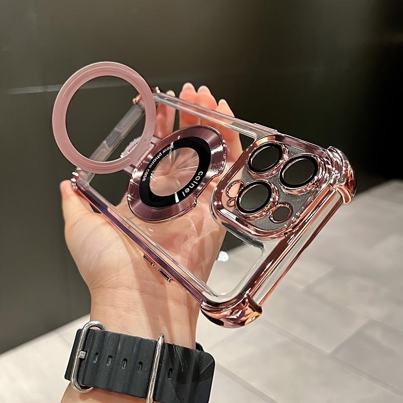 

Electroplated Magnetic Stand TPU Phone Case for iPhone 16 Pro/15/14 Series iPhone 16Promax темно-фіолетовий колір