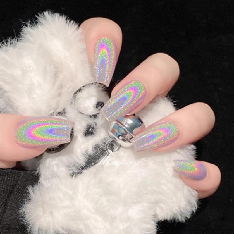 Polvere per Unghie Cromata Specchio Metallico Polvere Magica Colorata Laser Glitter da Strofinare su Unghie in Gel UV Decorazione Unghie Fai da Te 0,4g