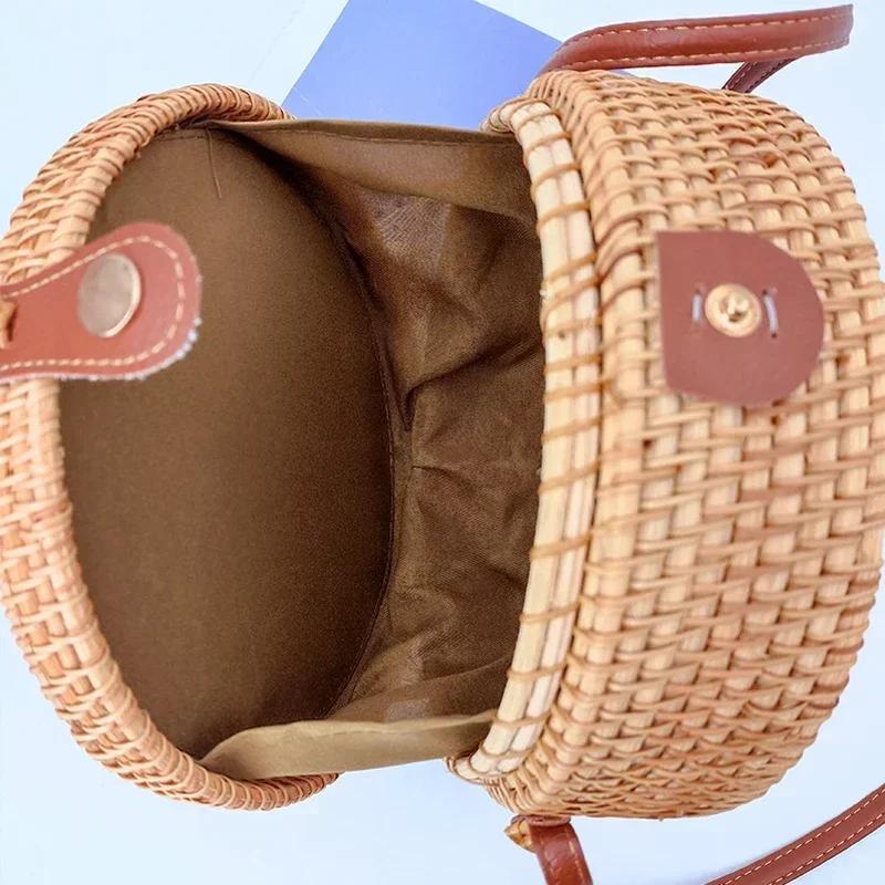 Quadratisch Rund Multi-Stroh Tasche Handtaschen Damen Sommer Rattan Tasche Handgefertigt Gewebt Strand Kreis Bohemia Handtasche
