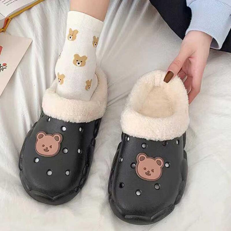 Winter Cute Teddy Bear Women s Fur Slippers (Random Color 225-230) Random color