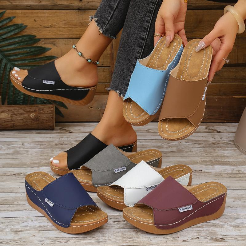 Fashion New Style Women Sandals Summer Outdoor Leisure Comfy Wedge Sandals Ladies Slip on Orthopedic Bunion Corrector Slippers Sandalias