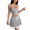2026 Summer Women's Halter Strap Lace Mini Skirt Two-Piece Casual Sportswear Set