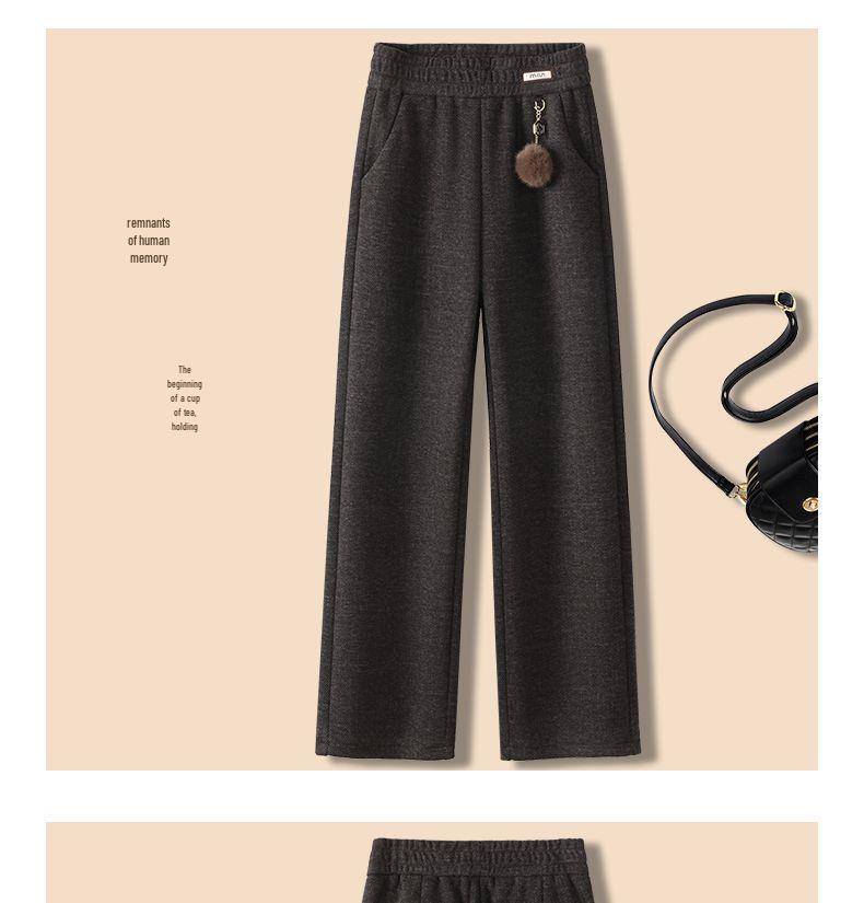 Autumn/Winter 2025 High-Waist Loose Pants for Seniors - Thick Casual Straight-Leg with Pockets