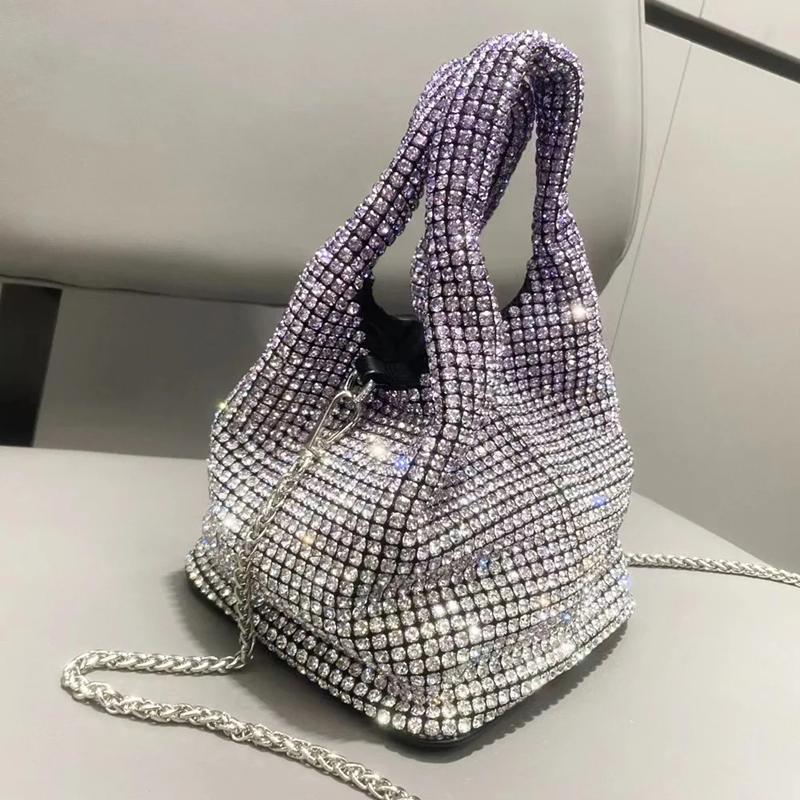 Fashionable Diamond-embellished Water Bucket Shape Evening Bag For Women New Spring 2024 Collection Wholesale