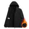 Men Autumn/Winter Fleece-Lined Thickened Jacket Solid Color Warm Heat Fleece-Lined Outdoor Sports Casual Connected
