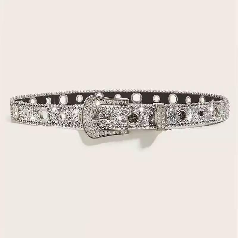 Women's Y2K Niche Design Diamond-Inlaid Leather Waist Belt