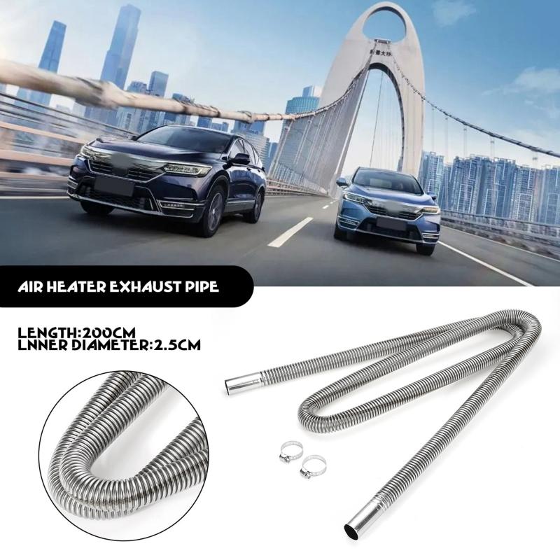 20m Air Parking Heater Exhaust Pipe for Diesel- Heater with 2 Clamps Stainless Steel Fuel for Tank Extractor Pipes Hose