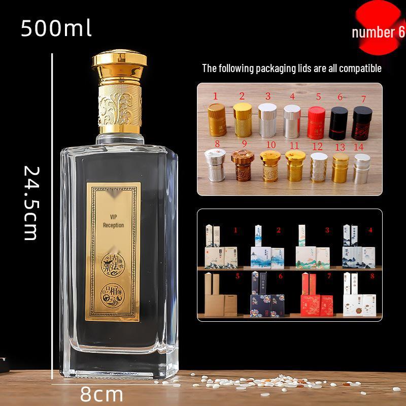 500ml Transparent Glass Bottle for Baijiu, Western Liquor, Homebrew, or Fruit Wine - Refillable and Customizable