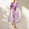 Short Sleeve Plus Size Cotton Vintage Floral New In Dresses for Women Casual Loose Long Summer Dress